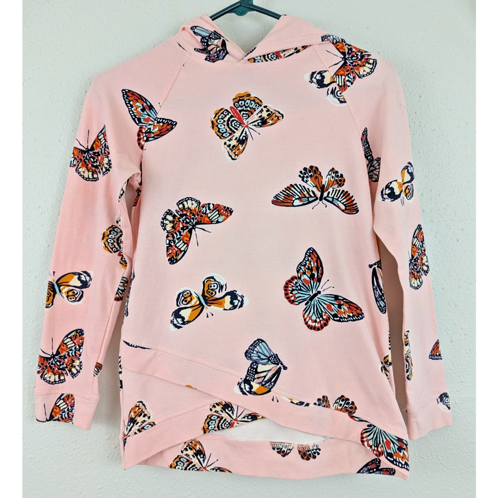 New Bixby Nomad sz M 8-10 girls Hoodie knit Top or T-shirt pink butterflies 4458